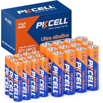 PKCELL Pilhas alcalinas AA (LR03 12 peças), combinação AA (LR6 12 peças) 1,5 V para controlo remoto, brinquedo, pacote de 24, PKCELL Pilhas alcalinas AA (LR03 12 peças), combinação AA (LR6 12 peças) 1,5 V para controlo remoto, brinquedo, pacote de 24,