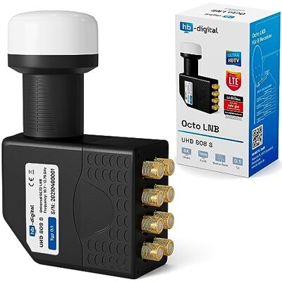 HB-DIGITAL Octo LNB LNC 8 participantes Direto TV Full HD 3D 4K preto. Contactos banhados a ouro newskill proteção climática (Extensível) HB-DIGITAL Octo LNB LNC 8 participantes Direto TV Full HD 3D 4K preto. Contactos banhados a ouro newskill proteção climática (Extensível)