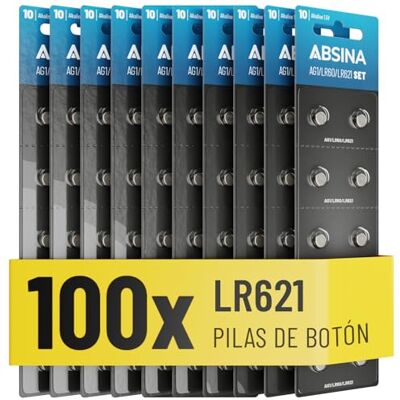 ABSINA 100 x Pilha de botão AG1 LR621-1,5 V alcalina, à prova de fugas e de longa duração LR60 / SR60 / 1175S0 / 164/602 / 364 / V30 / SR621 / pilhas SR621SW pilhas de botão baterias B bateria ABSINA 100 x Pilha de botão AG1 LR621-1,5 V alcalina, à prova de fugas e de longa duração LR60 / SR60 / 1175S0 / 164/602 / 364 / V30 / SR621 / pilhas SR621SW pilhas de botão baterias B bateria