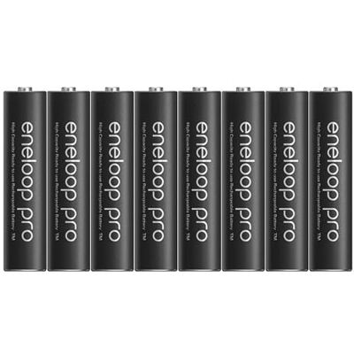 Panasonic Eneloop Pro Pilhas recarregáveis AAA/Micro, 8 unidades (2 embalagens de 4), capacidade mínima. 930 mAh, pilhas Ni-MH, prontas a usar, recarregáveis até 500 vezes, embalagem sem plástico, cor preta Panasonic Eneloop Pro Pilhas recarregáveis AAA/Micro, 8 unidades (2 embalagens de 4), capacidade mínima. 930 mAh, pilhas Ni-MH, prontas a usar, recarregáveis até 500 vezes, embalagem sem plástico, cor preta