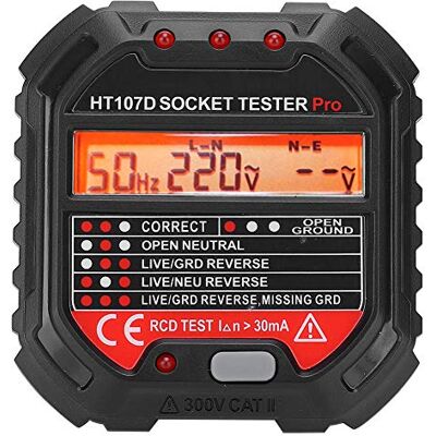 Walfront Verificador de tomada de 90 250 V testador de tomada com LCD ecrã que mede a tensão, examinar circuito para eletrocópio EU tomadas de Ca EST Walfront Verificador de tomada de 90 250 V testador de tomada com LCD ecrã que mede a tensão, examinar circuito para eletrocópio EU tomadas de Ca EST