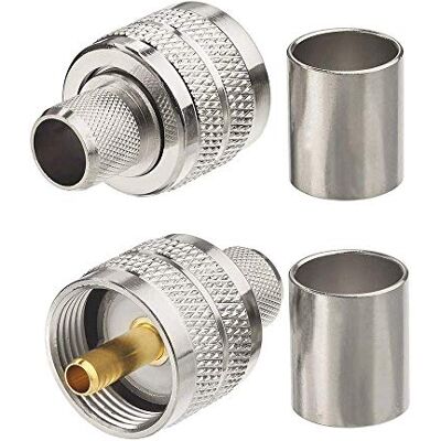 Superbat Conector PL259 Macho Crimpar LMR400 UHF CB 50 Ohm 2 peças Baixa perda para cabo LMR400/ RG-8/ RG-213/ LMR240, antena HF/VHF, medidor ROE, rádio CB portátil e equipamento rádio amador Superbat Conector PL259 Macho Crimpar LMR400 UHF CB 50 Ohm 2 peças Baixa perda para cabo LMR400/ RG-8/ RG-213/ LMR240, antena HF/VHF, medidor ROE, rádio CB portátil e equipamento rádio amador