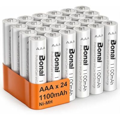 BONAI Pilhas recarregáveis Ni-MH AAA de 1100mAh, 1200 Ciclos, 1,2V Pilhas AAA recarregáveis de alta capacidade pré-carregadas, baixa autodescarga (24 Unidades) BONAI Pilhas recarregáveis Ni-MH AAA de 1100mAh, 1200 Ciclos, 1,2V Pilhas AAA recarregáveis de alta capacidade pré-carregadas, baixa autodescarga (24 Unidades)