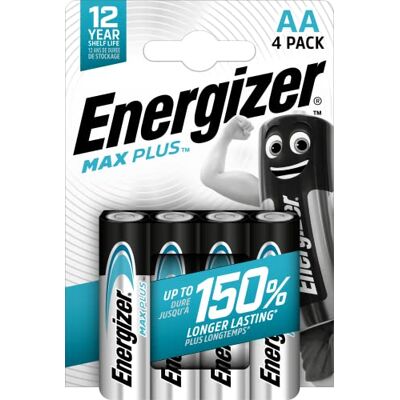 Energizer PLUS, conjunto de 4 pilhas AA, longa duração para dispositivos exigentes, sem sulfatação e 12 anos vida útil Energizer PLUS, conjunto de 4 pilhas AA, longa duração para dispositivos exigentes, sem sulfatação e 12 anos vida útil