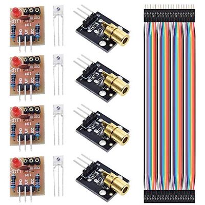 Youmile Módulo de sensor laser de 4 peças módulo recetor laser de tubo não modulador para Arduino com 4 peças módulo transmissor laser KY-008 650 nm, cabo Dupont Youmile Módulo de sensor laser de 4 peças módulo recetor laser de tubo não modulador para Arduino com 4 peças módulo transmissor laser KY-008 650 nm, cabo Dupont