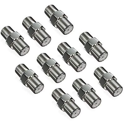 deleyCON 10 peças Sat adaptador conector cabo coaxial extensão 2X F-Socket níquel para cabo satélite sistemas BK deleyCON 10 peças Sat adaptador conector cabo coaxial extensão 2X F-Socket níquel para cabo satélite sistemas BK