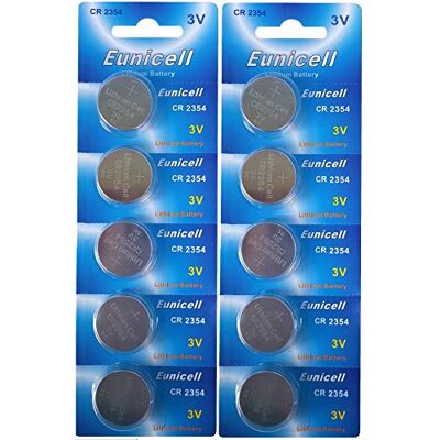 Eunicell Pilhas de botão de lítio CR2354, 3 V, 490 mAh, 10 unidades 10 CR2354: 3 V, 490 mAh, lítio; sem ranhura; para medidores, sensores, buffer de memória Eunicell Pilhas de botão de lítio CR2354, 3 V, 490 mAh, 10 unidades 10 CR2354: 3 V, 490 mAh, lítio; sem ranhura; para medidores, sensores, buffer de memória