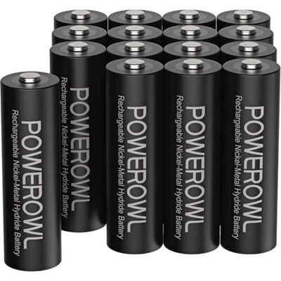 POWEROWL Pilhas Recarregáveis AA de Alta Capacidade 2800mAh 1,2V Pilha AA Recarregável NI-MH Diâmetro 14,4mm Baixa Autodescarga (Pré-carregadas 16 Peças, Recarregável Aproximadamente 1200 Vezes) POWEROWL Pilhas Recarregáveis AA de Alta Capacidade 2800mAh 1,2V Pilha AA Recarregável NI-MH Diâmetro 14,4mm Baixa Autodescarga (Pré-carregadas 16 Peças, Recarregável Aproximadamente 1200 Vezes)