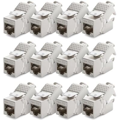 deleyCON 12 x Módulo Keystone CAT 6a Jack STP totalmente lindado tomada RJ45 instalação montagem Snap-IN 500 Mhz 10 GBit/s deleyCON 12 x Módulo Keystone CAT 6a Jack STP totalmente lindado tomada RJ45 instalação montagem Snap-IN 500 Mhz 10 GBit/s