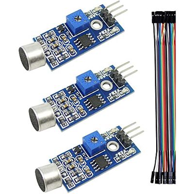 Aihasd 3 peças Alta sensibilidade microfone módulo de detecção de sensores com cabo para Arduino AVR PIC Aihasd 3 peças Alta sensibilidade microfone módulo de detecção de sensores com cabo para Arduino AVR PIC