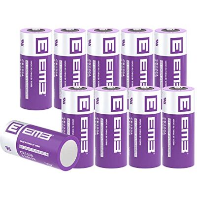 EEMB Baterias CR123A 3V 1700 mAh, 10 unidades, não recarregáveis EEMB Baterias CR123A 3V 1700 mAh, 10 unidades, não recarregáveis