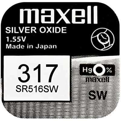 Maxell 317 SR516SW Pilha de óxido de prata, para relógio Maxell 317 SR516SW Pilha de óxido de prata, para relógio