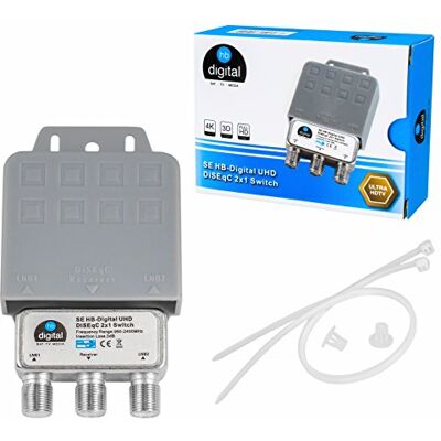 HB-DIGITAL DiseqC Interruptor com capa resistente às intempéries (Full HDTV, 3D, 4K, UHD) HB-DIGITAL DiseqC Interruptor com capa resistente às intempéries (Full HDTV, 3D, 4K, UHD)