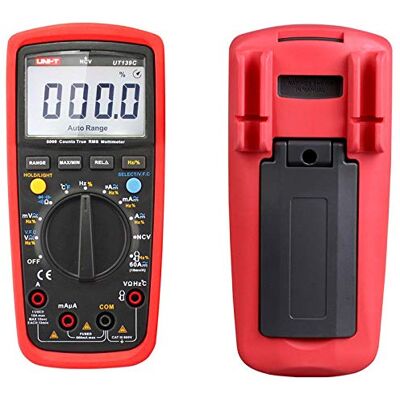 Uni-T CAT III 600V Série UT139 Multímetro Digital True RMS com Frequência, NCV, Resistência, Medição de Tensão, Temperatura, Vermelho/Cinza Uni-T CAT III 600V Série UT139 Multímetro Digital True RMS com Frequência, NCV, Resistência, Medição de Tensão, Temperatura, Vermelho/Cinza
