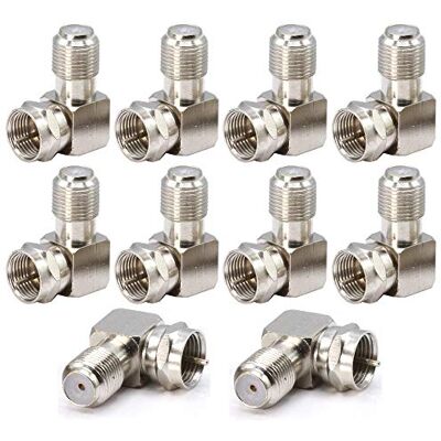 Gebildet 10 peças ângulo reto F tipo coaxial adaptador RG6, F tipo tomada de satélite, adaptador de acoplador para televisores de parede, placas de parede, armários e conexão de cabo coaxial Gebildet 10 peças ângulo reto F tipo coaxial adaptador RG6, F tipo tomada de satélite, adaptador de acoplador para televisores de parede, placas de parede, armários e conexão de cabo coaxial
