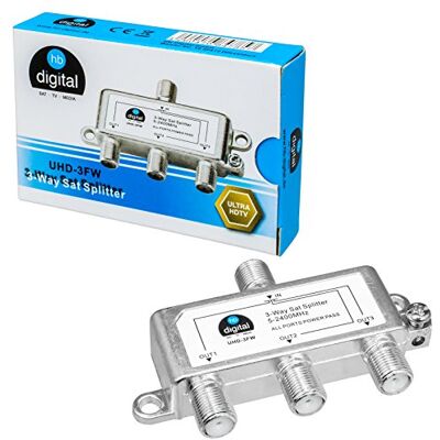 HB-DIGITAL SAT BK Reino Unido Divisor triplo (3 vias) GZRD 5-2400 MHz Digital e analógico, adequado Totalmente forrado com passo de tensão SAT DVB-S DVB-S2 FM TV a cabo DVB-C DVB-C HB-DIGITAL SAT BK Reino Unido Divisor triplo (3 vias) GZRD 5-2400 MHz Digital e analógico, adequado Totalmente forrado com passo de tensão SAT DVB-S DVB-S2 FM TV a cabo DVB-C DVB-C
