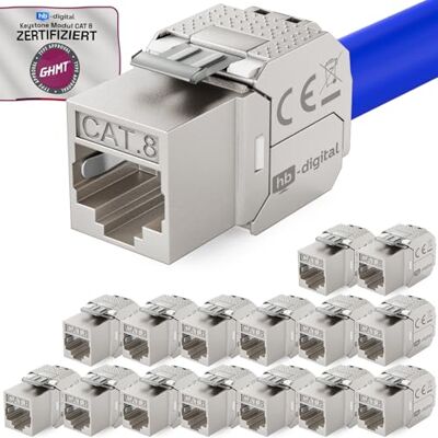 HB-DIGITAL 16 x CAT 8.1 Keystone módulo Jack RJ45 Ethernet 2000 MHz 40 Gbit totalmente blindado Cat 6 Cat 7 Cat 8 STP Ethernet LAN cabo HB-DIGITAL 16 x CAT 8.1 Keystone módulo Jack RJ45 Ethernet 2000 MHz 40 Gbit totalmente blindado Cat 6 Cat 7 Cat 8 STP Ethernet LAN cabo