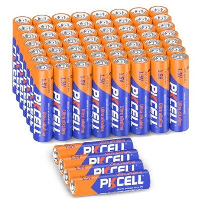 PKCELL Pilhas AAA, 1,5 V pilhas descartáveis de alto desempenho LR03 pilha alcalina para teclados de rato com comando à distância (10 anos de vida útil) x 60 peças PKCELL Pilhas AAA, 1,5 V pilhas descartáveis de alto desempenho LR03 pilha alcalina para teclados de rato com comando à distância (10 anos de vida útil) x 60 peças