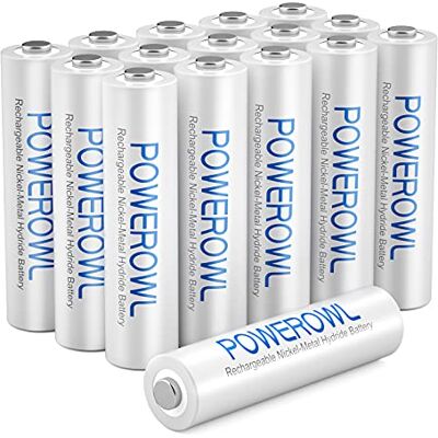 POWEROWL Pilhas recarregáveis AAA, AAA Ni-MH alta capacidade 1000 mAh 1,2 V pilhas recarregáveis baixa auto-descarga (16 peças, recarregável aproximadamente 1200 vezes) POWEROWL Pilhas recarregáveis AAA, AAA Ni-MH alta capacidade 1000 mAh 1,2 V pilhas recarregáveis baixa auto-descarga (16 peças, recarregável aproximadamente 1200 vezes)