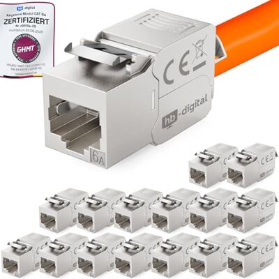 HB-DIGITAL 16 x CAT 6A Keystone módulo Jack RJ45 conector RJ45 500 MHz 10 Gbit/s totalmente blindado LSA Ethernet LAN cabo CAT 6 HB-DIGITAL 16 x CAT 6A Keystone módulo Jack RJ45 conector RJ45 500 MHz 10 Gbit/s totalmente blindado LSA Ethernet LAN cabo CAT 6