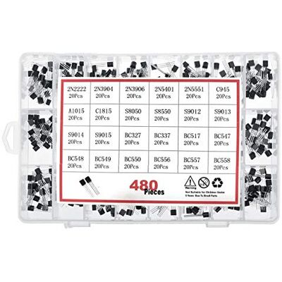 DollaTek 480 peças 24 tipos kit de variedade de transistores NPN/PNP em linha de silicone DollaTek 480 peças 24 tipos kit de variedade de transistores NPN/PNP em linha de silicone