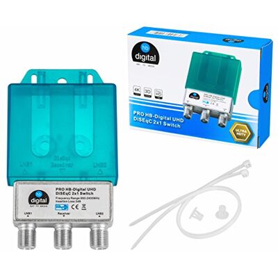 HB-DIGITAL DiseqC Interruptor com capa resistente às intempéries (Full HDTV, 3D, 4K, UHD) HB-DIGITAL DiseqC Interruptor com capa resistente às intempéries (Full HDTV, 3D, 4K, UHD)