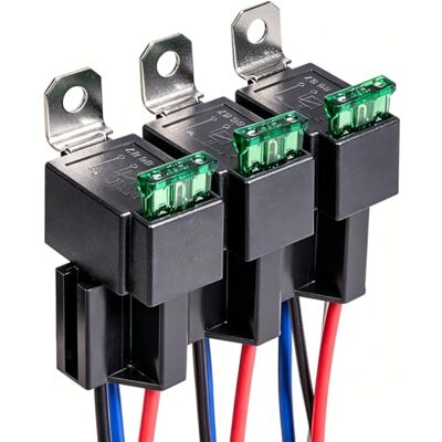 Gebildet 3 Peças 12V Fusíveis Relés Interruptor 12 AWG Conjunto de Arnês com Díodo Integrado Fusível de Lâmina ATO/ATC de 30A Relés Elétricos Automotivos SPST de 4 Pinos Gebildet 3 Peças 12V Fusíveis Relés Interruptor 12 AWG Conjunto de Arnês com Díodo Integrado Fusível de Lâmina ATO/ATC de 30A Relés Elétricos Automotivos SPST de 4 Pinos