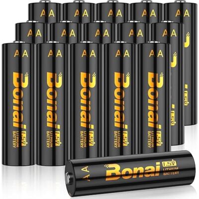 BONAI Pilhas de lítio AA (não recarregáveis), embalagem de 16, 1,5 V, bateria de lítio AA de longa duração e à prova de fugas para brinquedos, câmaras digitais, desportos e atividades ao ar livre BONAI Pilhas de lítio AA (não recarregáveis), embalagem de 16, 1,5 V, bateria de lítio AA de longa duração e à prova de fugas para brinquedos, câmaras digitais, desportos e atividades ao ar livre