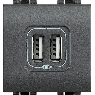 Bticino Base dupla carregador USB tipo A LivingLight2 modulos antracite Bticino Base dupla carregador USB tipo A LivingLight2 modulos antracite