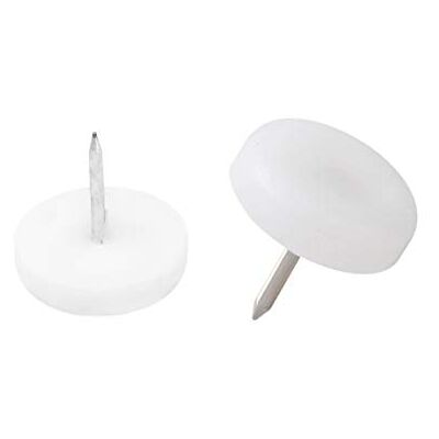 Metafranc Protetores para móveis (25 mm de diâmetro, plástico, com prego, 8 unidades), cor branca Metafranc Protetores para móveis (25 mm de diâmetro, plástico, com prego, 8 unidades), cor branca
