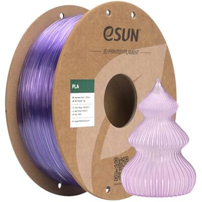 eSUN Filamento PLA transparente 1,75 mm, filamento de impressão 3D translúcido, bobina de 1 kg (2,2 LBS) para impressoras 3D, roxo claro translúcido eSUN Filamento PLA transparente 1,75 mm, filamento de impressão 3D translúcido, bobina de 1 kg (2,2 LBS) para impressoras 3D, roxo claro translúcido