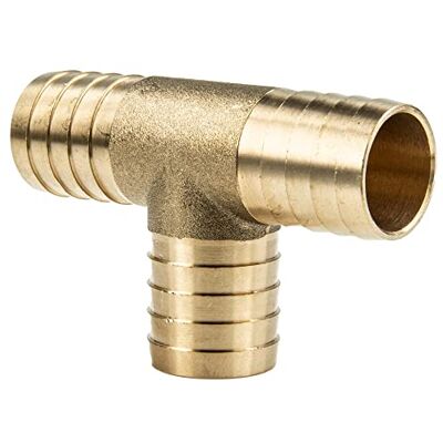 tecuro Conector de mangueira em T, 1 polegada (25 mm), latão nu tecuro Conector de mangueira em T, 1 polegada (25 mm), latão nu