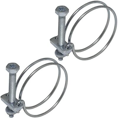 AERZETIX Conjunto de 2 abraçadeiras de fixação com fio duplo 35-40 mm em aço cor prata para dutos de ar tubos ventilação mangueira de rega manutenção AERZETIX Conjunto de 2 abraçadeiras de fixação com fio duplo 35-40 mm em aço cor prata para dutos de ar tubos ventilação mangueira de rega manutenção