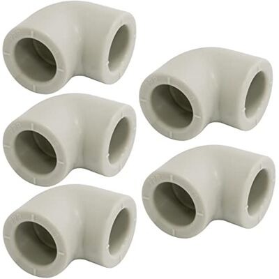 AERZETIX Conjunto de 5 acessórios cotovelos 90° feminino polipropileno PPR Ø 20 mm PN25 para soldagem canalização de aquecimento trabalhos instalação água potável alimentação conector tubos AERZETIX Conjunto de 5 acessórios cotovelos 90° feminino polipropileno PPR Ø 20 mm PN25 para soldagem canalização de aquecimento trabalhos instalação água potável alimentação conector tubos