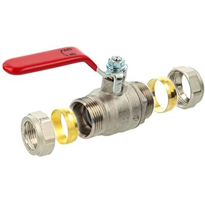 tecuro Válvula de esfera com anel de bloqueio roscado para tubo de cobre (diâmetro 22 mm) tecuro Válvula de esfera com anel de bloqueio roscado para tubo de cobre (diâmetro 22 mm)