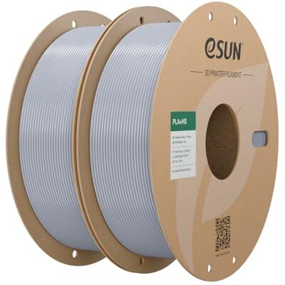 eSUN PLA+ Filamento de 1,75 mm, filtro de alta velocidade, precisão dimensional, 0,03 mm, 1 kg por bobina, 2 bobinas para impressoras de alta velocidade, prata + prata eSUN PLA+ Filamento de 1,75 mm, filtro de alta velocidade, precisão dimensional, 0,03 mm, 1 kg por bobina, 2 bobinas para impressoras de alta velocidade, prata + prata