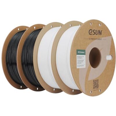 eSUN PETG Filamento 1,75 mm, Filamento PETG de alta dureza, 1 kg por bobina, 4 bobinas para impressoras 3D, preto+branco eSUN PETG Filamento 1,75 mm, Filamento PETG de alta dureza, 1 kg por bobina, 4 bobinas para impressoras 3D, preto+branco