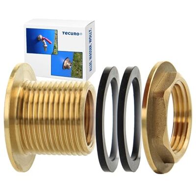tecuro Conexão rosqueada para depósitos, roscas interiores (1/2" x AG 3/4", para tanques, tanques e barris latão tecuro Conexão rosqueada para depósitos, roscas interiores (1/2" x AG 3/4", para tanques, tanques e barris latão