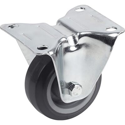 Metafranc Roda fixa (80 mm de diâmetro, placa de 105 x 80 mm, roda de borracha elástica, superfície de rolamento suave, rolamento de roletes, capacidade de carga de 100 kg, rodas de Metafranc Roda fixa (80 mm de diâmetro, placa de 105 x 80 mm, roda de borracha elástica, superfície de rolamento suave, rolamento de roletes, capacidade de carga de 100 kg, rodas de