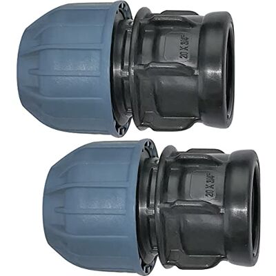 AERZETIX Conjunto de 2 Manguito/adaptador rosqueado, redutor de compressão reto encaixe roscado fêmea de 3/4" para tubo Ø 20 mm em polipropileno conector/reparador AERZETIX Conjunto de 2 Manguito/adaptador rosqueado, redutor de compressão reto encaixe roscado fêmea de 3/4" para tubo Ø 20 mm em polipropileno conector/reparador