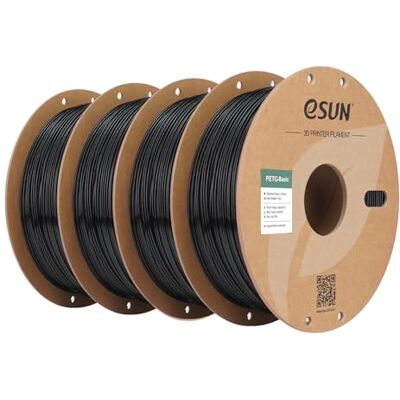eSUN PETG Filamento 1,75 mm, filtro PETG de alta dureza, 1 kg por bobina, 4 bobinas para impressoras 3D, preto eSUN PETG Filamento 1,75 mm, filtro PETG de alta dureza, 1 kg por bobina, 4 bobinas para impressoras 3D, preto