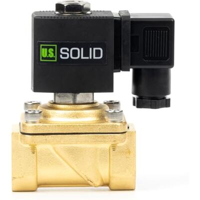 U.S. Solid Válvula solenóide de 3/4 polegadas, latão CA 220 V com selo Viton, normalmente fechada, tipo caixa de conexões, rosca G U.S. Solid Válvula solenóide de 3/4 polegadas, latão CA 220 V com selo Viton, normalmente fechada, tipo caixa de conexões, rosca G