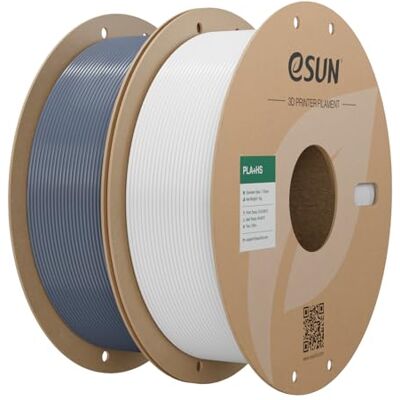 eSUN PLA+ Filamento de 1,75 mm, filamento de alta velocidade, precisão dimensional +/- 0,03 mm, 1 kg por bobina, 2 bobinas para impressoras de alta velocidade, branco frio e cinzento eSUN PLA+ Filamento de 1,75 mm, filamento de alta velocidade, precisão dimensional +/- 0,03 mm, 1 kg por bobina, 2 bobinas para impressoras de alta velocidade, branco frio e cinzento
