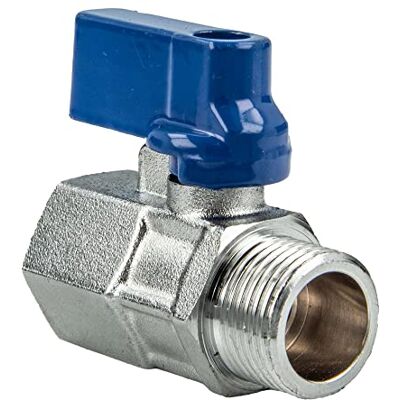 tecuro Mini válvula de esfera fêmea Rp 3/8 polegadas x rosca externa G 3/8 polegadas (DN8), latão niquelado tecuro Mini válvula de esfera fêmea Rp 3/8 polegadas x rosca externa G 3/8 polegadas (DN8), latão niquelado