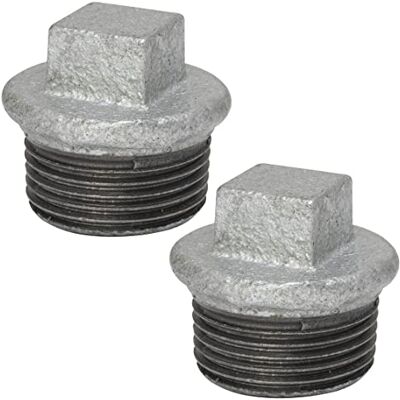 AERZETIX Conjunto de 2 tampas de rosca macho de 1 polegadas para parafuso em ferro fundido acabamento galvanizado canalização de aquecimento alimentação sistema de tratamento de água AERZETIX Conjunto de 2 tampas de rosca macho de 1 polegadas para parafuso em ferro fundido acabamento galvanizado canalização de aquecimento alimentação sistema de tratamento de água