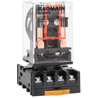 Baomain relé de potência MK2P-I AC 220 V bobina DPDT 8 pinos com plug in terminal socket Baomain relé de potência MK2P-I AC 220 V bobina DPDT 8 pinos com plug in terminal socket