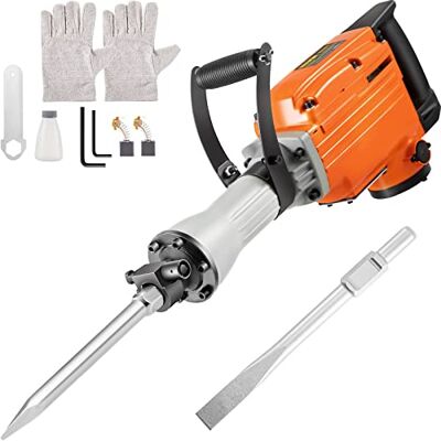 VEVOR Martelo demolidor elétrico 1500 W martelo demolidor com cabo ergonómico giratório a 360° para betão, tijolos, estuques de azulejos, eliminação de fundações de casas VEVOR Martelo demolidor elétrico 1500 W martelo demolidor com cabo ergonómico giratório a 360° para betão, tijolos, estuques de azulejos, eliminação de fundações de casas