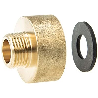 tecuro Extensão redutora de latão de 3/8 polegadas AG x 3/4 polegadas IG, vedação plana com junta EPDM para instalação sanitária tecuro Extensão redutora de latão de 3/8 polegadas AG x 3/4 polegadas IG, vedação plana com junta EPDM para instalação sanitária