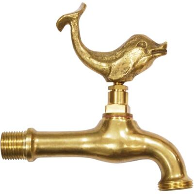 BOUTTE Boutt É Torneira de jardim elegante com design de animais de latão, fonte com comando golfinho, entrada 15 x 21, ouro BOUTTE Boutt É Torneira de jardim elegante com design de animais de latão, fonte com comando golfinho, entrada 15 x 21, ouro