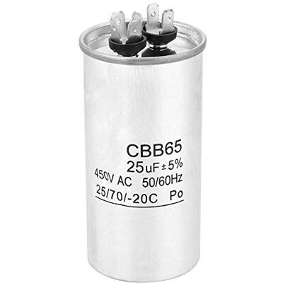 Walfront Condensador de motor, CBB65 condensadores de compressor 25 uF 450 V caixa de alumínio condensador de arranque para motor de ar condicionado Walfront Condensador de motor, CBB65 condensadores de compressor 25 uF 450 V caixa de alumínio condensador de arranque para motor de ar condicionado